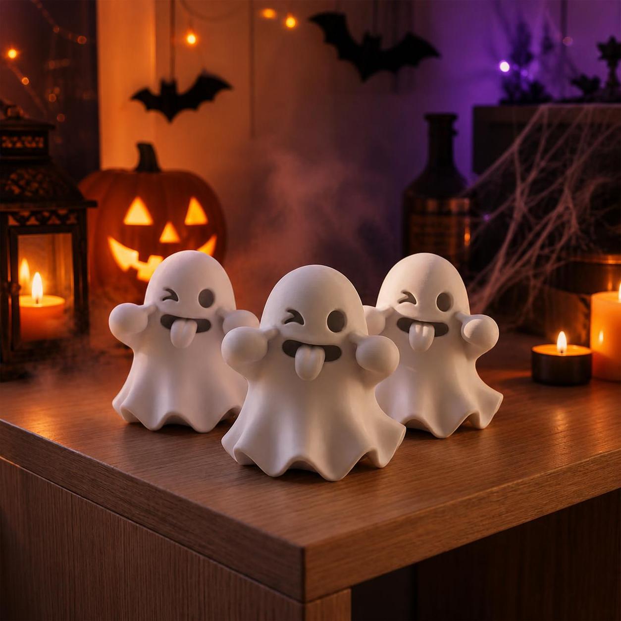 3D Printing Ghosting - รูปปั้นผีฮาโลวีนสุดขี้เล่น พร้อมท่าทางแสดงอารมณ์ที่น่ารัก งานประติมากรรมผีตั้งโต๊ะ พิมพ์ 3 มิติ