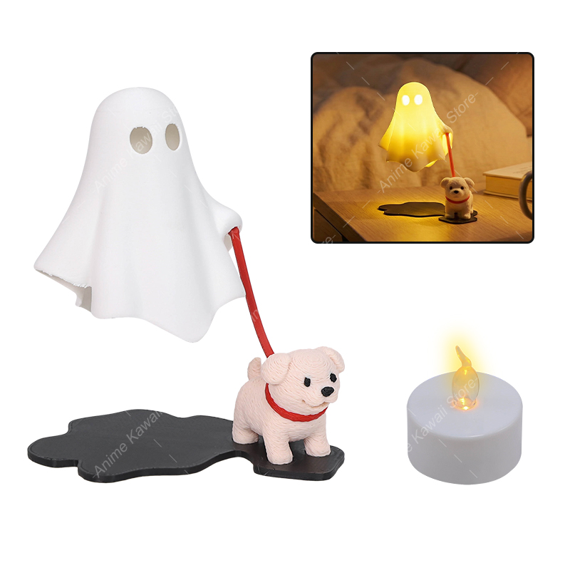 3D Printing Ghosting - ของตกแต่งรูปผีพิมพ์ 3 มิติพร้อมรูปสุนัข ตุ๊กตาสุนัขการ์ตูนน่ารัก โคมไฟสร้างสรรค์ ของตกแต่งข้างเตียง