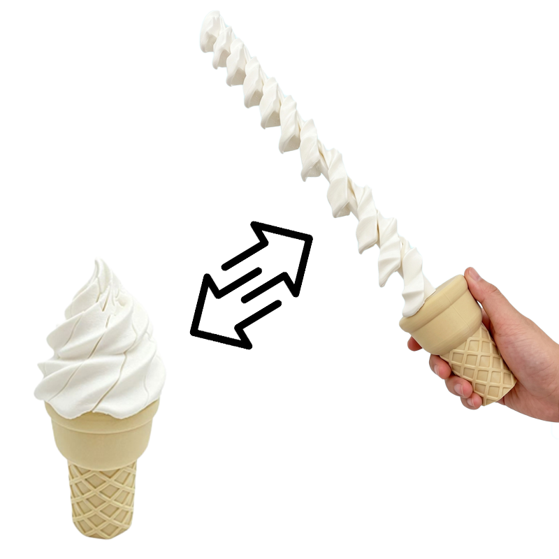 3D Printing Model - ของเล่นฮาโลวีน 3 มิติ รูปไอศกรีม แบบยืดหดได้ โค้งงอได้