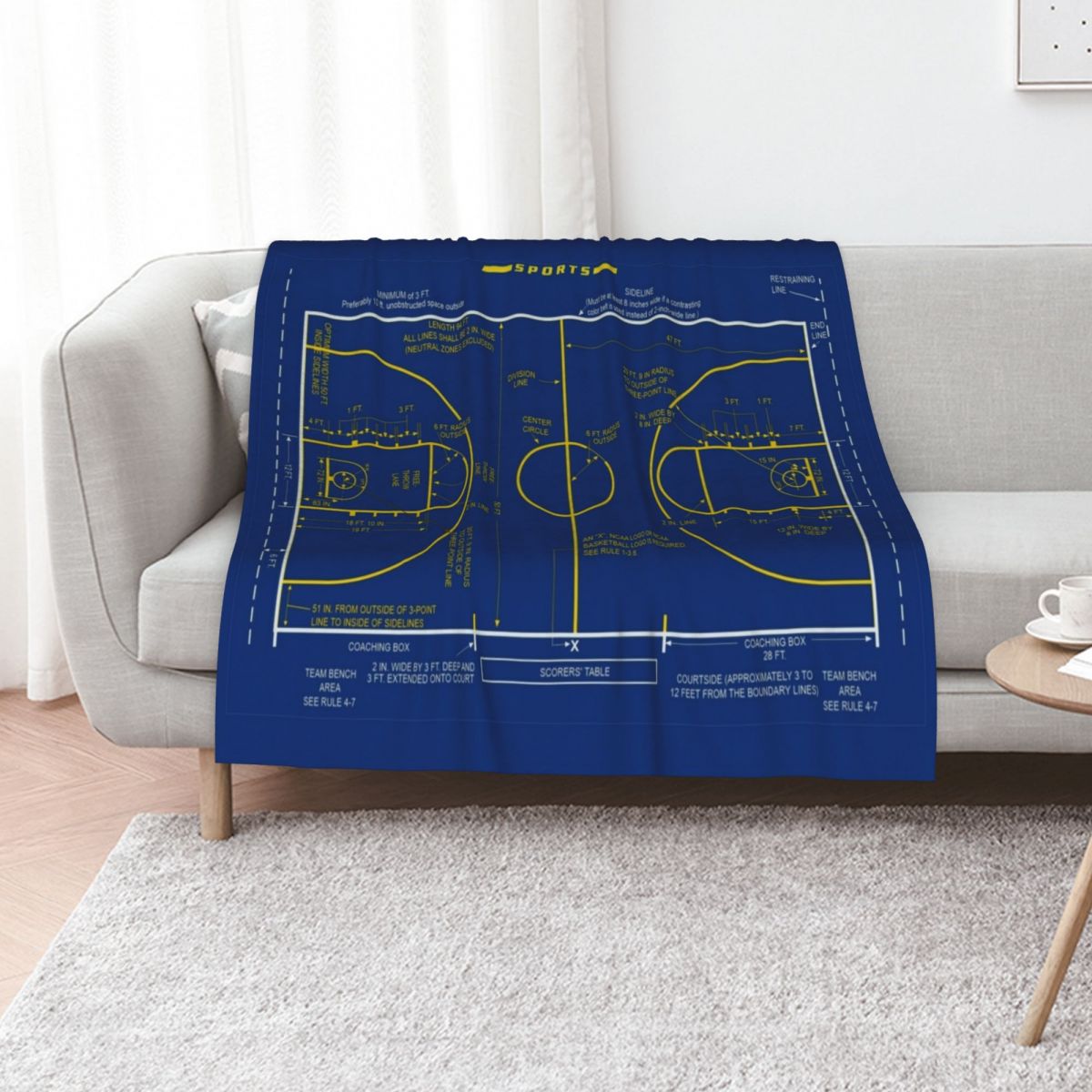 3D Printing Diagram - แผนผังสนามบาสเกตบอลมหาวิทยาลัย สำหรับคนรักบาสเกตบอล ผ้าห่มลายการ์ตูน ผ้าห่มโพลาร์