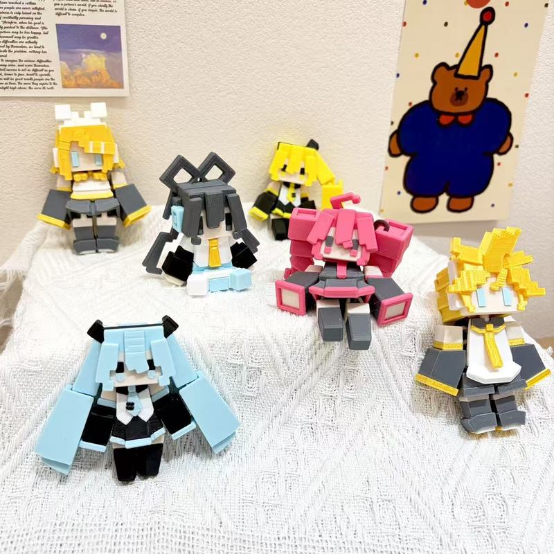3D Printing Gif - พวงกุญแจอนิเมะฮัตสึเนะ มิกุ พิมพ์ลาย 3 มิติ ตุ๊กตาอนิเมะ