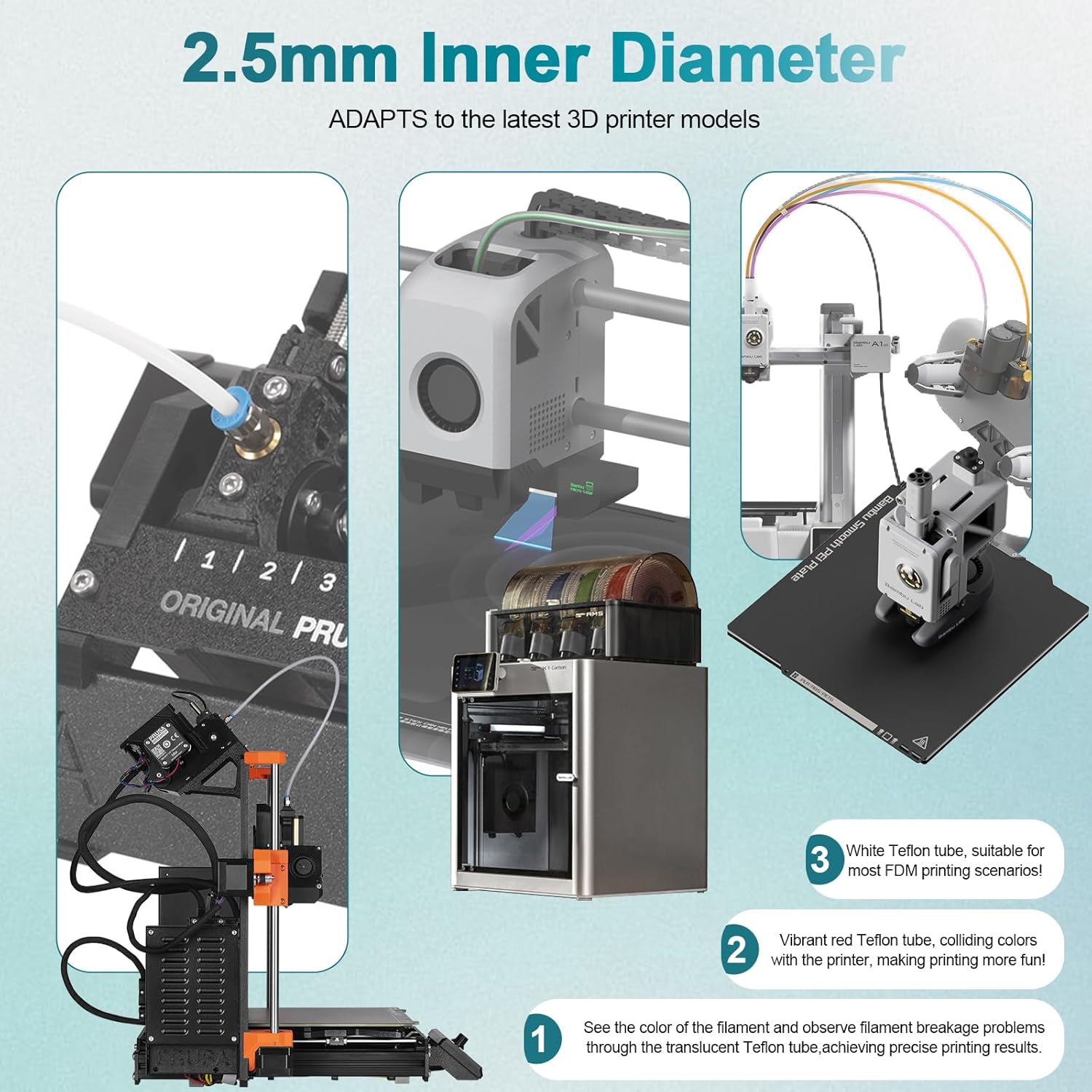 ท่อ PTFE สำหรับเครื่องพิมพ์สาม - 3D Printing Bambu Lab A1 บทวิจารณ์และราคา
