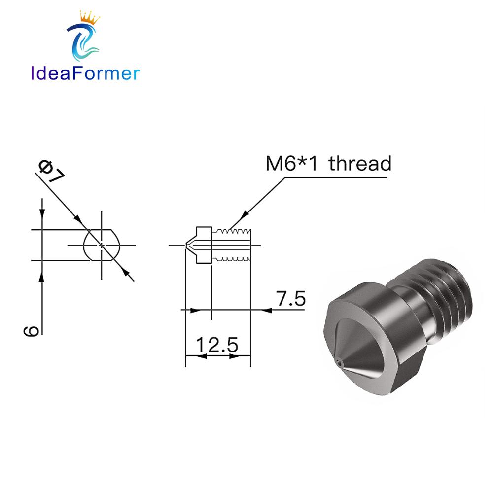 หัวฉีด V6 เหล็กชุบแข็ง 0.2/0.4 - 3D Printing Titanium บทวิจารณ์และราคา